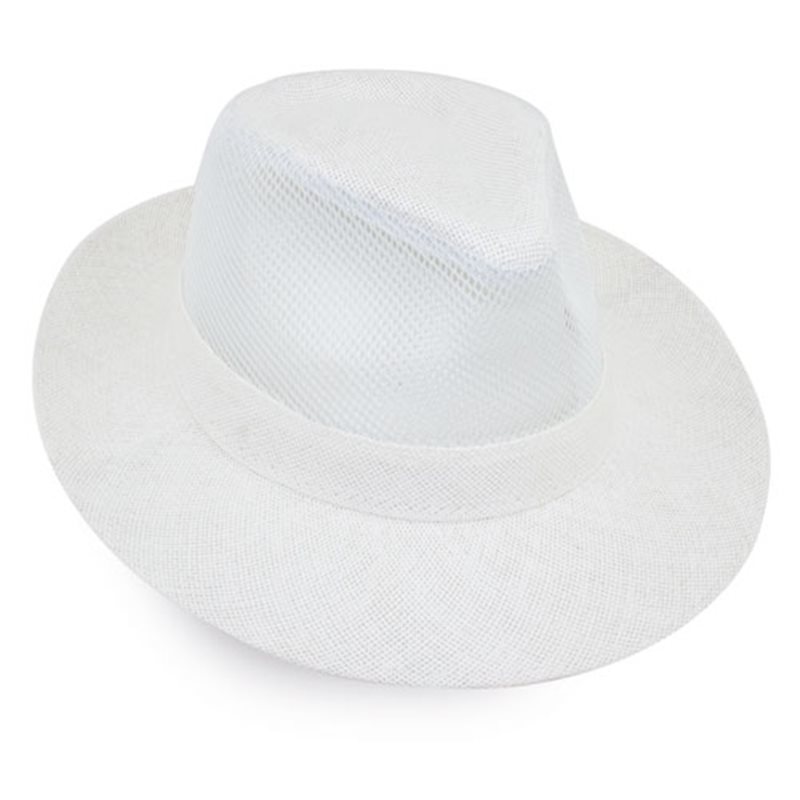 Sombrero de ala ancha años 20 realizado en fibra natural de papel blanco · Koala Rojo, Merchandising promocional y personalizado