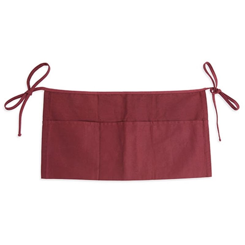 Mandil de camarero o mini delantal burdeos en algodón con bolsillo de 3 compartimentos · Koala Rojo, Merchandising promocional y personalizado
