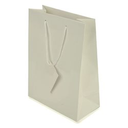 Bolsa de regalo en papel plastificado blanco con asa y etiqueta para regalo · Merchandising promocional de Bolsas de regalo · Koala Rojo