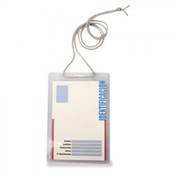 Identificador vertical transparente para tarjeta con cordón de seguridad · Merchandising promocional de Identificadores · Koala Rojo