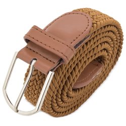 Cinturón elástico en poliéster marrón con hebilla plateada · Merchandising promocional de Complementos y accesorios · Koala Rojo