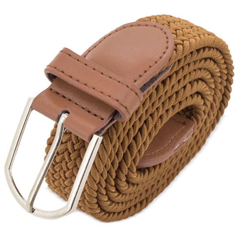 Cinturón elástico en poliéster marrón con hebilla plateada · Koala Rojo, Merchandising promocional y personalizado