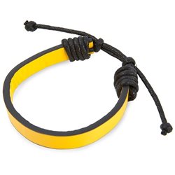 Pulsera  de polipiel y cordones con caras en amarillo combinado con negro · Merchandising promocional de Complementos y accesorios · Koala Rojo