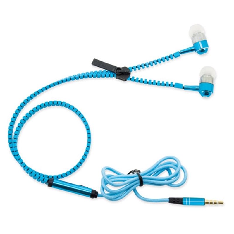 Auriculares azules de cable cremallera originales con función coger llamada · Koala Rojo, Merchandising promocional y personalizado