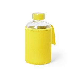 Bidon transparente cristal 600 ml con funda soft shell amarilla · KoalaRojo, Artículo promocional y personalizado