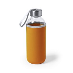 Bidon cristal 420ml con funda naranja de neopreno en colores y tapon en inox · KoalaRojo, Artículo promocional y personalizado