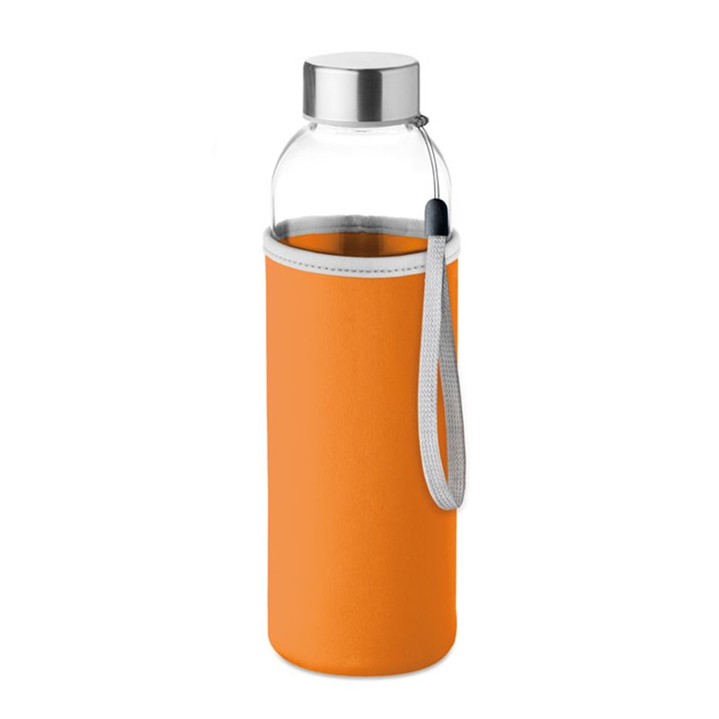 Bidon cristal con funda de neopreno naranja y tapon con asa 500ml · Koala Rojo, Merchandising promocional y personalizado