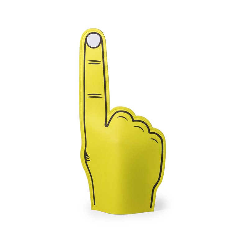 Mano gigante amarilla de animación número Uno con dibudo de la mano por ambas caras · Koala Rojo, Merchandising promocional y personalizado
