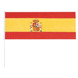 Bandera española alargada con los colores y escudo nacional 80x30cm · Merchandising promocional de Banderas y banderines · Koala Rojo