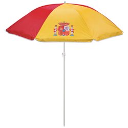 Sombrilla España playa protección UV con los colores de la bandera y escudo nacional · Merchandising promocional de España · Koala Rojo