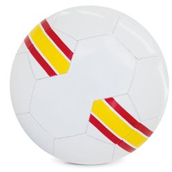 Pelota de fútbol con original diseño en blanco con bandera española · Merchandising promocional de España · Koala Rojo