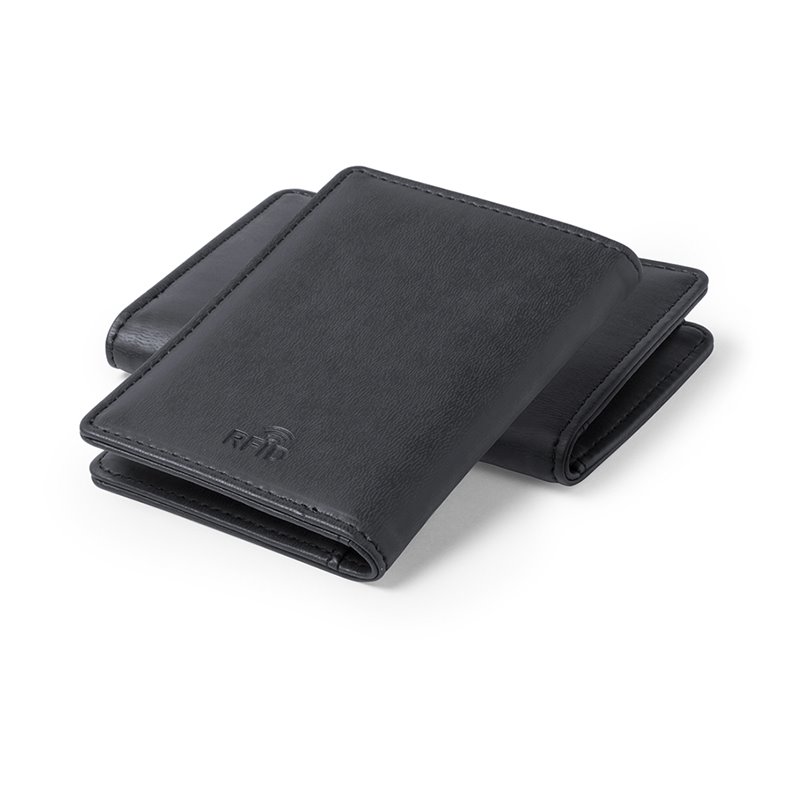 Tarjetero polipiel negro con protección RFID y 8 compartimentos para tarjetas · Koala Rojo, Merchandising promocional y personalizado