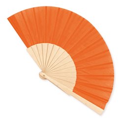 Abanico tela naranja y madera natural 16 varillas. Abanicos personalizables · KoalaRojo, Artículo promocional y personalizado