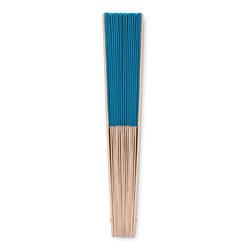 Abanico 16 varillas en madera natural y tela en poliéster varios colores. Ejemplo abanico azul · KoalaRojo, Artículo promocional y personalizado