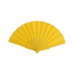 Abanico amarillo promocional monocolor con tela poliéster y varillas plástico. Abanico con posibilidad de personalizar · KoalaRojo, Artículo promocional y personalizado
