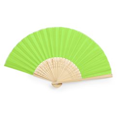 Abanico verde lima 23 varillas en bambú troquelado y tela poliéster varios colores · Merchandising promocional de Abanicos y Pay Pay · Koala Rojo