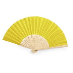 Abanico amarillo 23 varillas en bambú troquelado y tela poliéster varios colores · KoalaRojo, Artículo promocional y personalizado