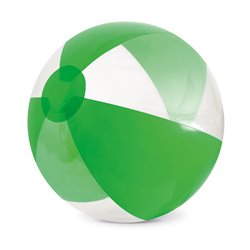 Balón de playa hinchable combinado verde opaco con franjas transparentes · Merchandising promocional de Balones hinchables · Koala Rojo