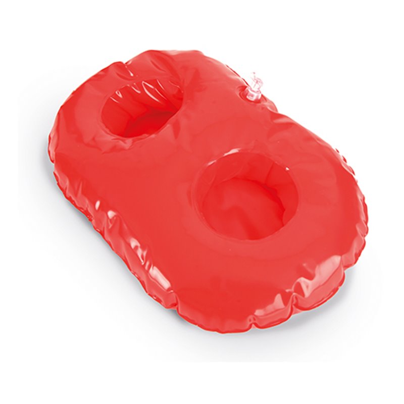 Bandeja inflable posavasos en rojo para piscina con capacidad para 2 vasos o latas · Koala Rojo, Merchandising promocional y personalizado