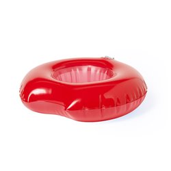 Flotador porta lata hinchable roja en forma de rosquilla mordida · Merchandising promocional de Colchonetas e hinchables · Koala Rojo