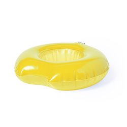 Flotador porta lata hinchable amarilla en forma de rosquilla mordida · KoalaRojo, Artículo promocional y personalizado