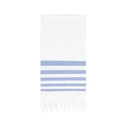Pareo toalla de playa con flecos en azul 100% algodón con fresco rayado veraniego · KoalaRojo, Artículo promocional y personalizado