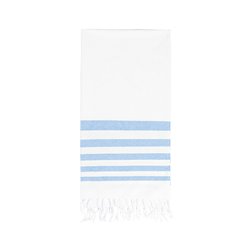 Pareo toalla de playa con flecos en azul celeste 100% algodón con fresco rayado veraniego · KoalaRojo, Artículo promocional y personalizado