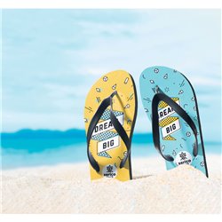 Ejemplo de chanclas de playa personalizadas mediante sublimación · KoalaRojo, Artículo promocional y personalizado