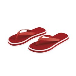 Chanclas bicolor de playa en rojo con tira de nylon y suela en goma EVA con franja blanca · KoalaRojo, Artículo promocional y personalizado