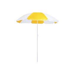 Sombrilla bicolor ajustable en altura con combinado blanco y amarillo · Merchandising promocional de Chanclas de playa · Koala Rojo