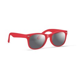 Gafas de sol clásicas rojas de plástico con lentes negras y protección UV