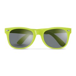 Gafas de sol clásicas verde lima de plástico con lentes negras y protección UV