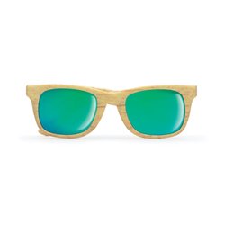 Gafas de sol clásicas de plástico efecto madera y lentes espejo con protección UV400 · Merchandising promocional de Gafas de sol · Koala Rojo