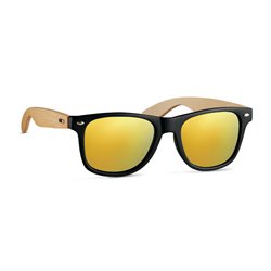 Gafas de sol estilo Vintage con patillas de bambú y lentes espejo amarillas dorada · Merchandising promocional de Por estación y clima · Koala Rojo