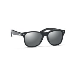 Gafas de sol con patillas de bambú en negro y lentes efecto espejo en plateado · KoalaRojo, Artículo promocional y personalizado