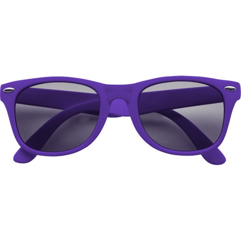 Clásicas gafas de sol en morado o lila fabricadas en PC y PVC de lentes negras con protección UV400 · Koala Rojo, Merchandising promocional y personalizado