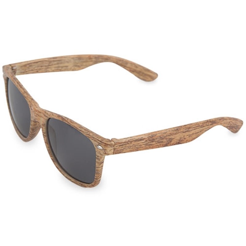 Gafas de sol clásicas con montura efecto madera y lentes negras UV400 · Koala Rojo, Merchandising promocional y personalizado