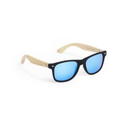 Gafas de sol con patillas de bambú y lentes espejadas azules en acetato de celulosa · Merchandising promocional de Gafas de sol · Koala Rojo