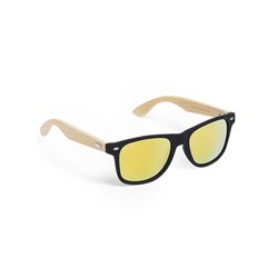 Gafas de sol con patillas de bambú y lentes espejadas amarillas en acetato de celulosa · KoalaRojo, Artículo promocional y personalizado