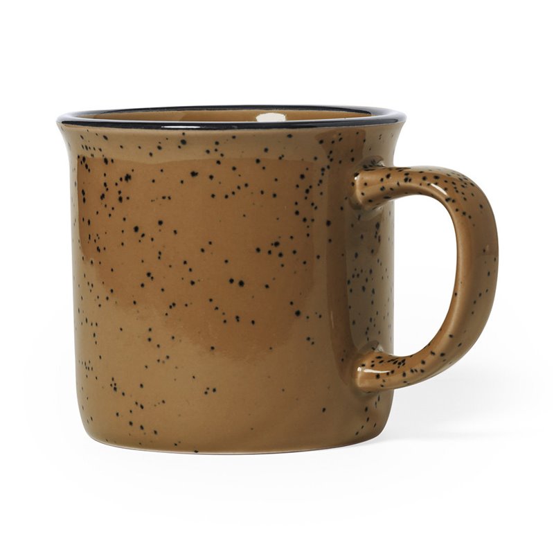 Original taza vintage moteada de cerámica en marrón con borde en negro · Koala Rojo, Merchandising promocional y personalizado