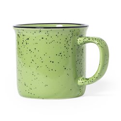 Original taza vintage moteada de cerámica en verde con borde negro para promoción y publicidad · KoalaRojo, Artículo promocional y personalizado