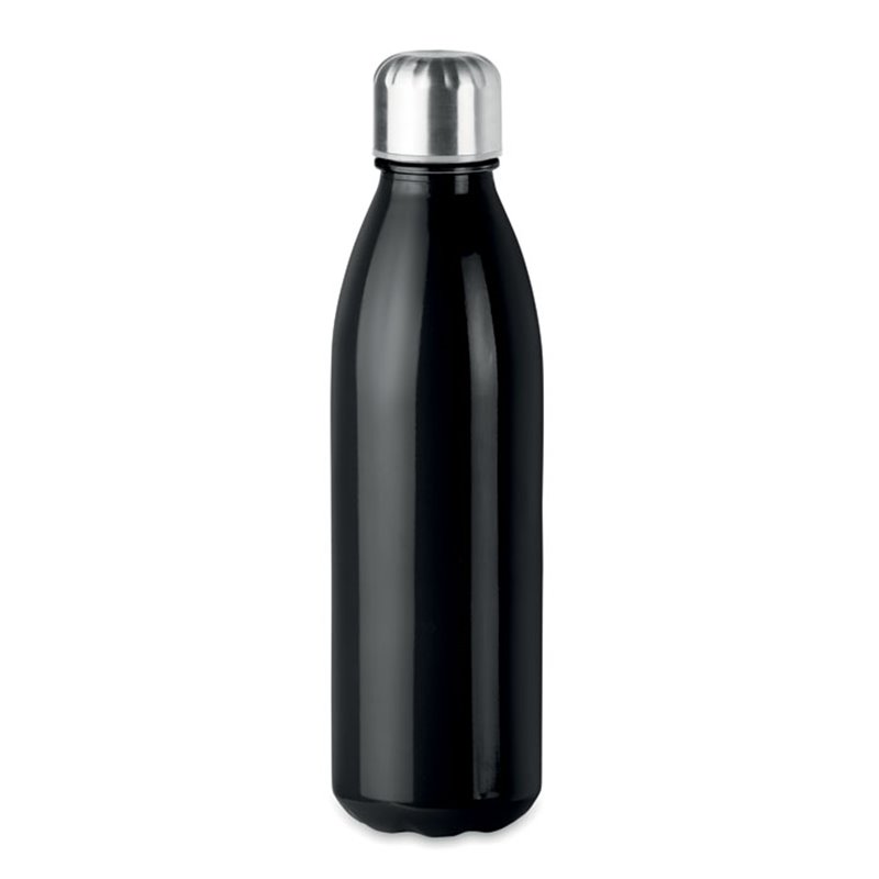 Botella cristal en negro con tapón en acero inoxidable 650ml. Botellas promocionales · Koala Rojo, Merchandising promocional y personalizado