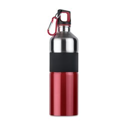 Botella inox roja con empuñadura de goma para un mejor agarre y mosquetón 750ml · Merchandising promocional de Bidones y botellas · Koala Rojo