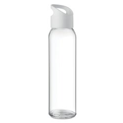 Botella cristal transparente con tapón PP blanco con asa incorporada 470ml · Merchandising promocional de Bidones y botellas · Koala Rojo