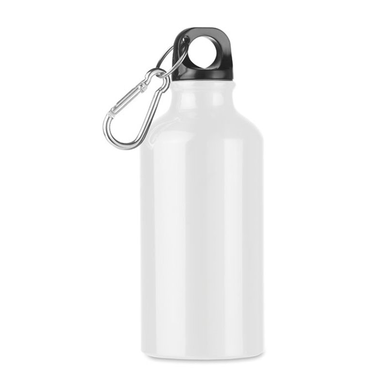 Botella mini de aluminio sublimación con tapón negro y mosquetón 400ml · Koala Rojo, Merchandising promocional y personalizado