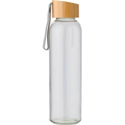 Botella de vidrio con tapón en bambú de rosca y cinta de silicona · Merchandising promocional de Bidones y botellas · Koala Rojo