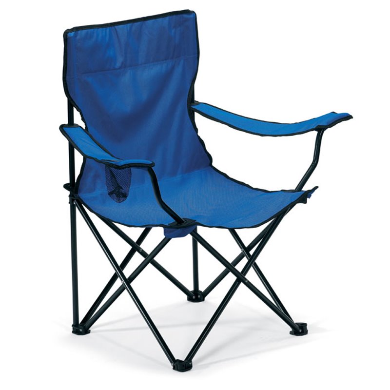 Silla de camping o de playa plegable en poliéster con estructura hierro  Color Azul