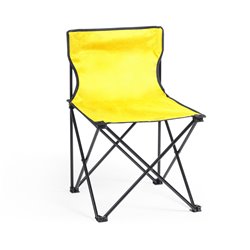 Silla plegable amarilla para playa o camping en resistente poliéster y estructura metálica negra · Merchandising promocional de Tumbonas y hamacas · Koala Rojo