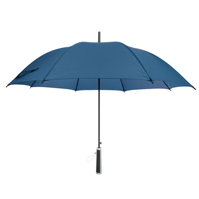 Paraguas elegante azul con mango recto con detalle plateado · Koala Rojo, Merchandising promocional y personalizado