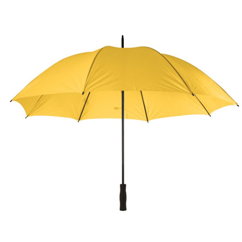 Paraguas antiviento o antiventisca amarillo con estructura en negro y mango recto · Koala Rojo, Merchandising promocional y personalizado